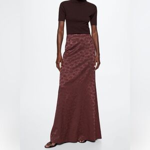 Mango brown jacquard maxi skirt